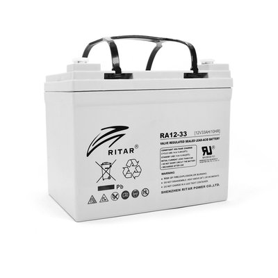 Акумуляторна батарея AGM RITAR RA12-33, Gray Case, 12 V 33.0 Ah ( 195 x 130 x155 (168) ) Q1 6237 фото