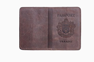 Обложка на паспорт кожаная натуральная с гербом (коричневый ) SAG 13002 фото