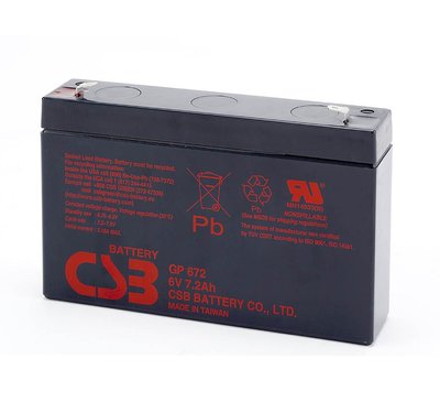 Аккумуляторная батарея CSB GP672, 6V 7.2Ah (151х34х94мм), Q10 4969 фото