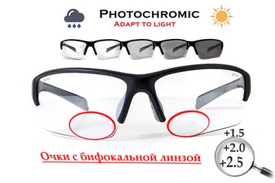 Окуляри біфокальні фотохромні (захисні) Global Vision Hercules-7 Bifocal (+1.5) photochromic (clear), фотохромні прозорі 1HERC724-BIF15 фото