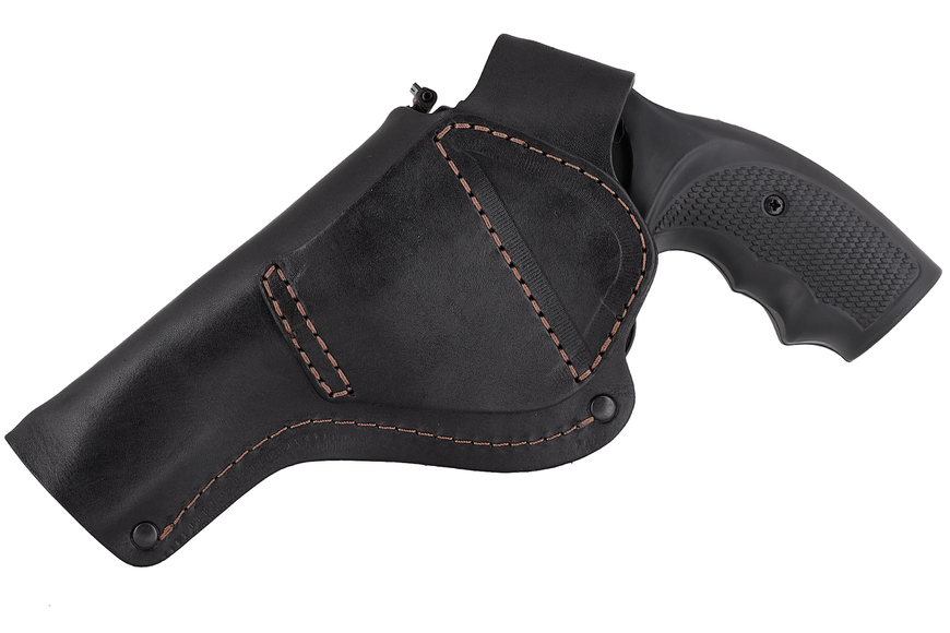 Кобура для Револьвера 4" поясна прихованого внутрішньобрючного носіння з кліпсою формована шкіряна чорна 24201 фото