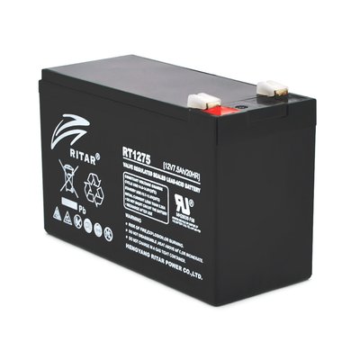 Акумуляторна батарея AGM RITAR RT1275B, Black Case, 12 V 7.5 Ah ( 151 х 65 х 94 (100) ) Q10 8221 фото