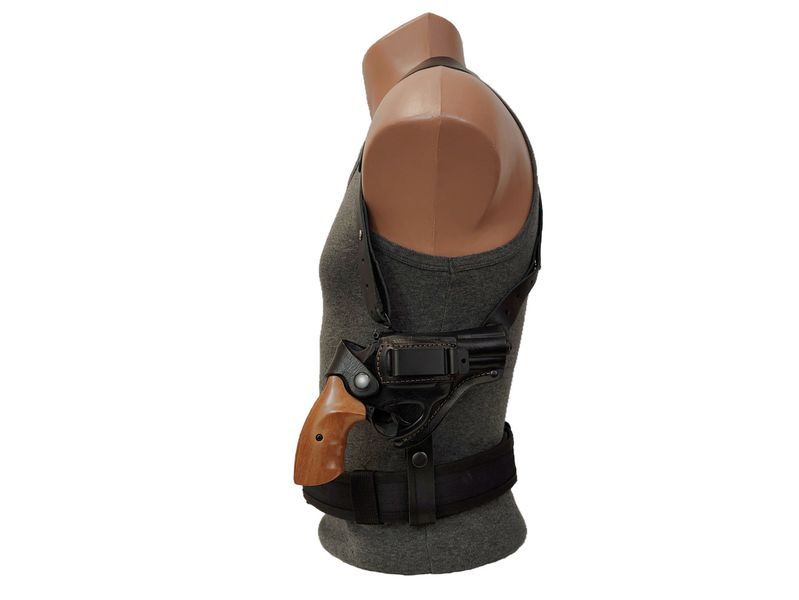 Кобура Револьвер 3" оперативная поясная скрытого внутрибрючного ношения формованная с клипсой кожа чёрная SAG 23351 фото