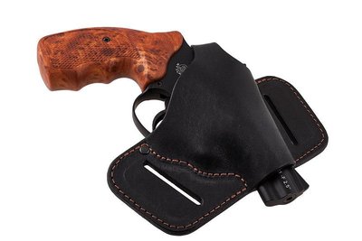 Кобура Револьвер 25 поясная не формованная "бабочка" кожа чёрная SAG 22104 фото