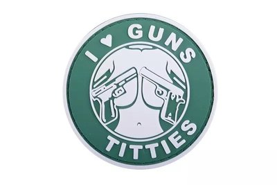 ПВХ-патч 3D Badge — I Love Guns Titties 102653 фото