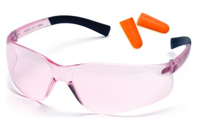 Защитные очки Pyramex Mini-Ztek (light pink) combo, розовые (беруши входят в комплект) PM-ZTKCOMB-PNK фото