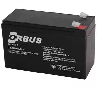 Акумуляторна батарея ORBUS ORB1290 AGM 12 V 9 Ah (151x65x94) 2.40 kg Q10/450 28819 фото