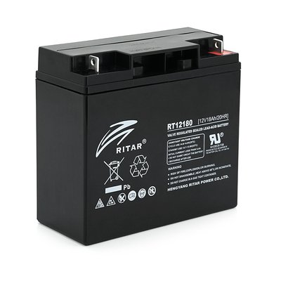Акумуляторна батарея AGM RITAR RT12180BL5, Black Case, 12 V 18.0 Ah (181х77х167) Q4 30878 фото