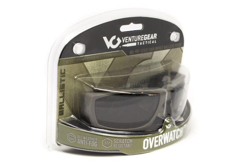 Окуляри захисні Venture Gear Tactical OverWatch Black (forest gray) Anti-Fog, чорно-зелені в чорній оправі 3ОВЕР-21 фото