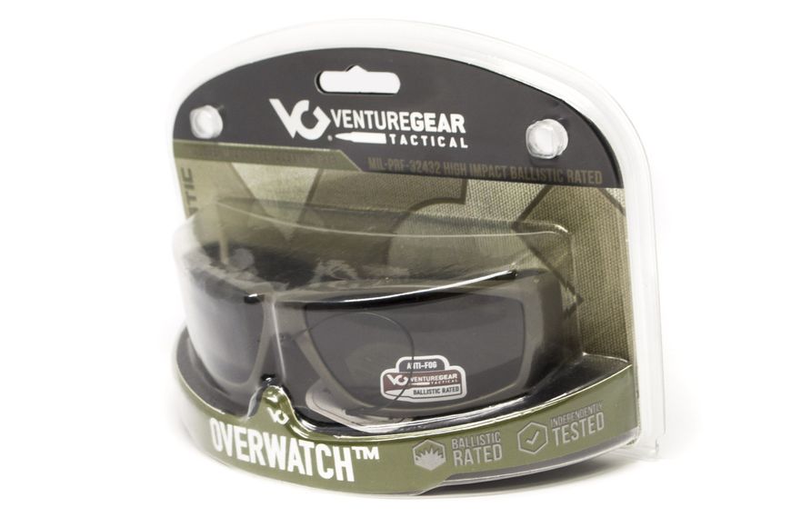 Окуляри захисні Venture Gear Tactical OverWatch Black (forest gray) Anti-Fog, чорно-зелені в чорній оправі 3ОВЕР-21 фото