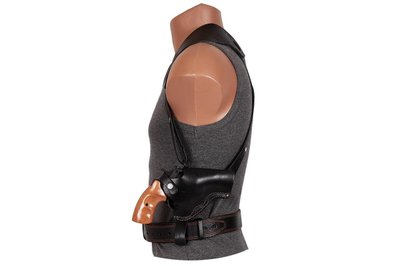 Кобура Револьвер 3 оперативная поясная не формованная кожа чёрная SAG 23302 фото