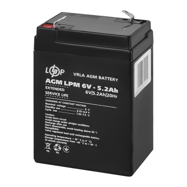 Аккумулятор AGM LPM 6V - 5.2 Ah 4158 фото