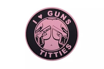 ПВХ патч 3D — I Love Guns Titties — Pink 102659 фото