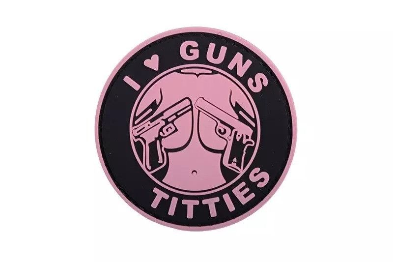 ПВХ патч 3D — I Love Guns Titties — Pink 102659 фото