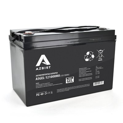 Аккумулятор AZBIST Super GEL ASGEL-121000M8, Black Case, 12V 100.0Ah ( 329 x 172 x 215 ) Q1/36 1332 фото