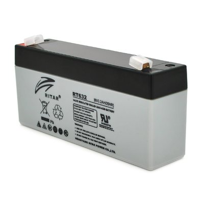 Акумуляторна батарея AGM RITAR RT632, Gray/Black Case, 6V 3.2 Ah ( 134х35х60 (66) Q10 2967 фото