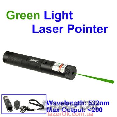 Лазерная указка 200 мВт Pro с фокусировкой - зеленая 55919624 фото