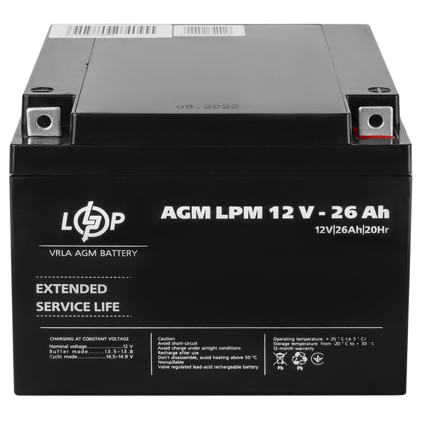 Аккумулятор AGM LPM 12V - 26 Ah 4134 фото