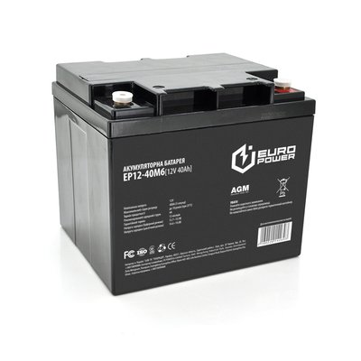 Акумуляторна батарея EUROPOWER AGM EP12-40M6 12 V 40 Ah (196 x 165 x 173) Black Q1/96 14269 фото