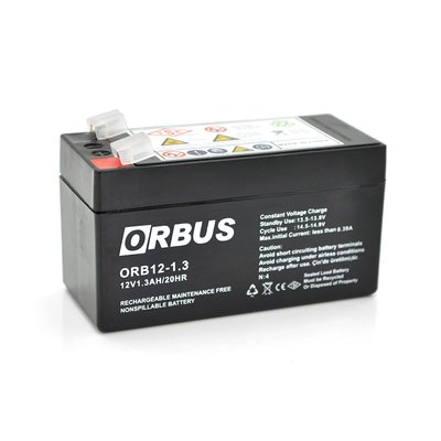 Акумуляторна батарея ORBUS ORB1213 AGM 12 V 1,3 Ah (98 х 44 х 53 (59)) 0.525 kg Q20/450 29656 фото