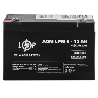 Акумулятор AGM LPM 6V - 12 Ah 4159 фото