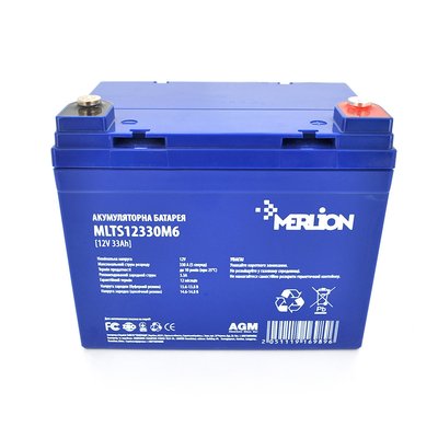 Аккумуляторная батарея MERLION EURO AGM MLTS12330M6 12 V 33 Ah ( 195 x 130 x 155 (165) ) Blue Q1 16989 фото