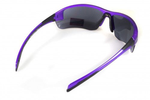 Окуляри захисні Global Vision Hercules-7 Purple (silver mirror) дзеркальні чорні у фіолетовій оправі 1ГЕР7-Ф70 фото