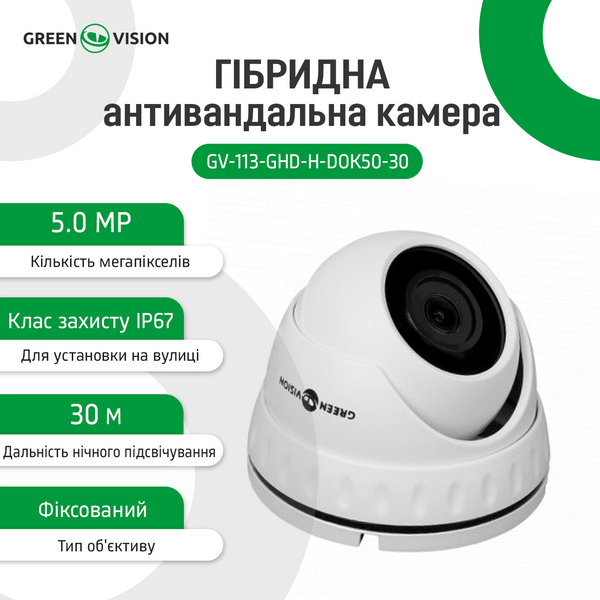 Гібридна антивандальна камера GV-113-GHD-H-DOK50-30 13661 фото