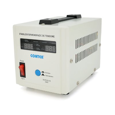 Стабилизатор напряжения релейный Conter SVR-PLUS-500VA/375W однофазный, напольного монтажа, LED дисплей, 29387 фото