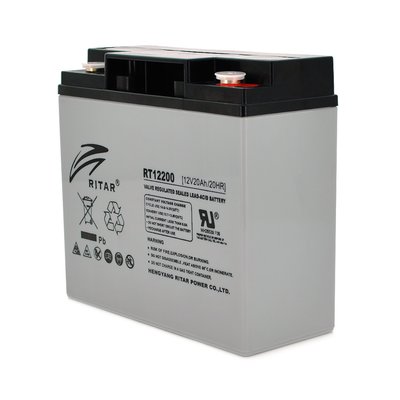 Акумуляторна батарея AGM RITAR RT12200, Gray Case, 12 V 20.0 Ah ( 181 х 77 х 167 ) Q4 2982 фото