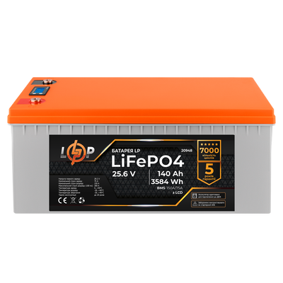 Акумулятор LP LiFePO4 для ДБЖ LCD 24V (25,6V) - 140 Ah (3584Wh) (BMS 150A/75A) пластик 20948 фото