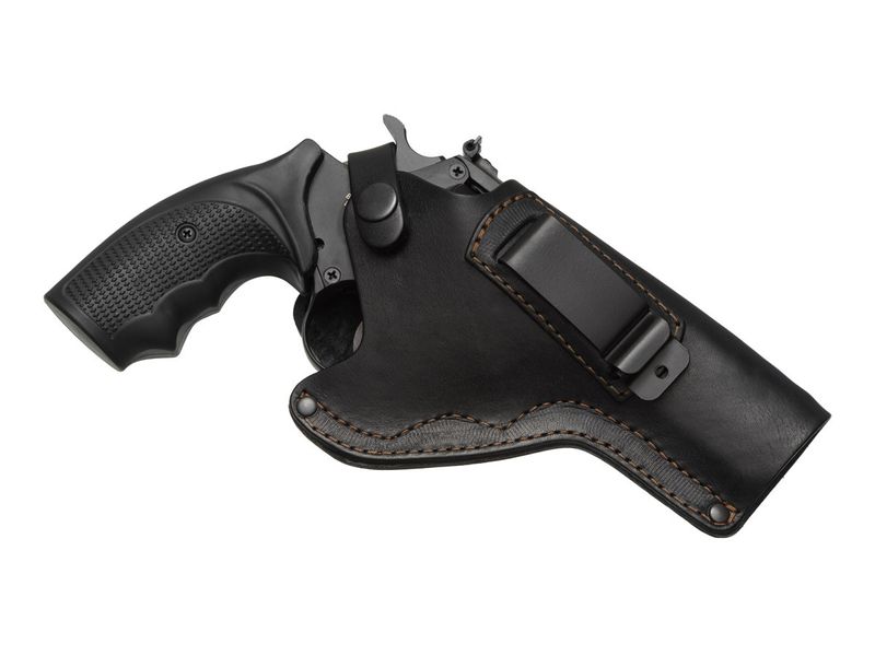 Кобура для Револьвера 4" поясна прихованого внутрішньобрючного носіння з кліпсою не формована шкіряна чорна 24202 фото