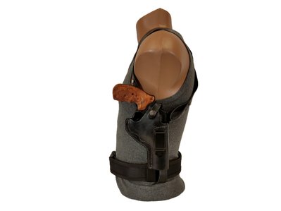 Кобура Револьвер 4 оперативная поясная скрытого внутрибрючного ношения не формованная с клипсой кожа чёрная 24352 фото