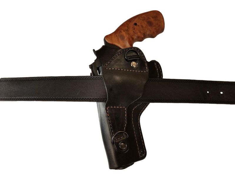Кобура Револьвер 4 оперативная поясная скрытого внутрибрючного ношения формованная с клипсой кожа чёрная SAG 24351 фото
