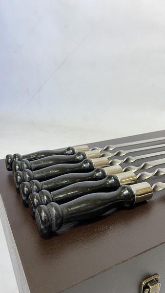 Шампур с деревянной ручкой 630х10х3мм черный 1925342651 фото