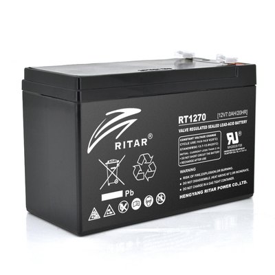 Акумуляторна батарея AGM RITAR RT1270B, Black Case, 12 V 7.0 Ah ( 151 х 65 х 94 (100) ) Q10 8218 фото