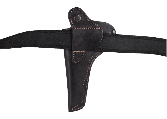 Кобура для Наган поясная скрытого ношения не формованная со скобой кожаная черная SAG 13202 фото
