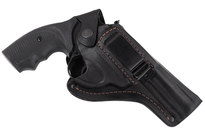 Кобура для Револьвера 4" поясная скрытого внутрибрючного ношения с клипсой формованная кожаная чёрная SAG 24201 фото