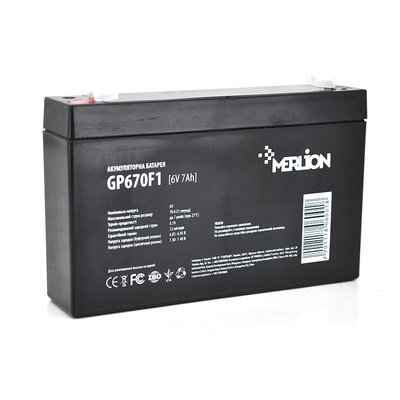 Аккумуляторная батарея MERLION AGM GP670F1 6 V 7Ah ( 150 x 35 x 95 (100 )) Q10/1080 6001 фото