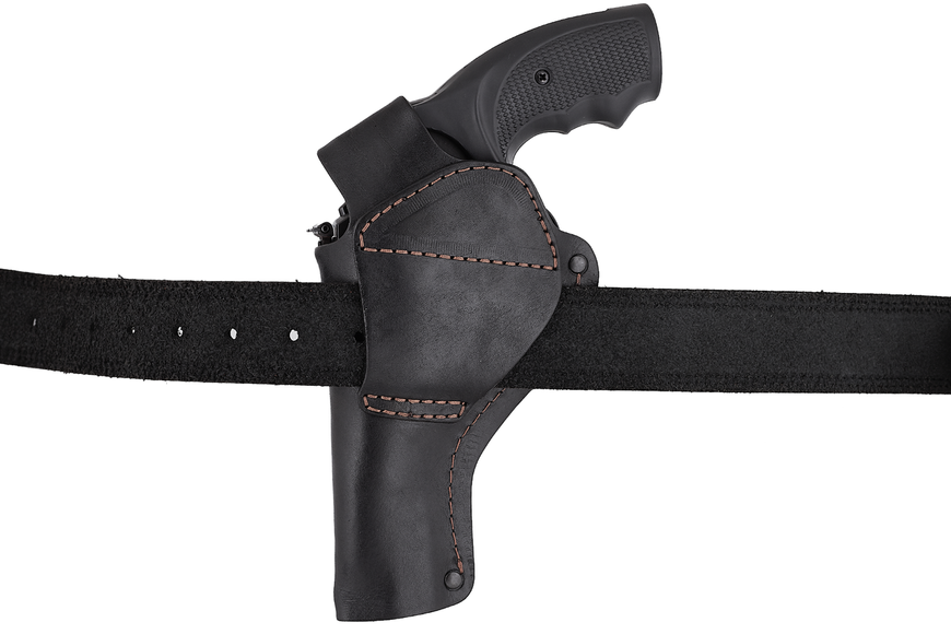 Кобура для Револьвера 4" поясная скрытого внутрибрючного ношения с клипсой формованная кожаная чёрная SAG 24201 фото