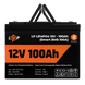 Акумулятор LP LiFePO4 12V (12,8V) - 100 Ah (1280Wh) (Smart BMS 100А) з BT пластик для ДБЖ 20197 фото 2