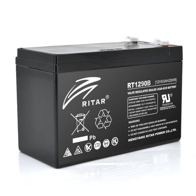 Акумуляторна батарея AGM RITAR RT1290B, Black Case, 12 V 9.0 Ah ( 151 х 65 х 94 (100) Q10 8222 фото
