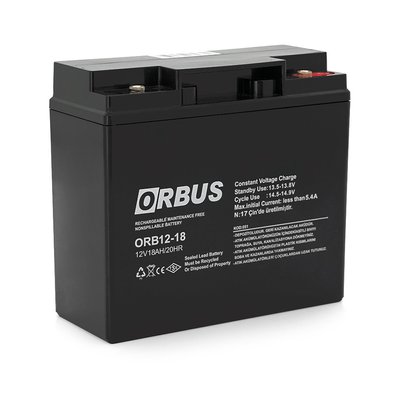 Акумуляторна батарея ORBUS ORB1218 AGM 12 V 18 Ah (180 x76x167) 5 kg Q4/192 28751 фото