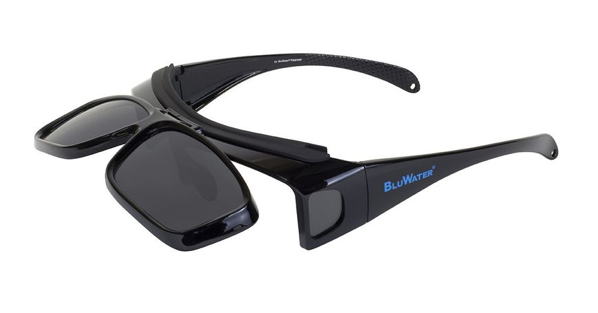 Окуляри поляризаційні BluWater Flip-IT Polarized (gray) чорні 4ФЛИП-20П фото