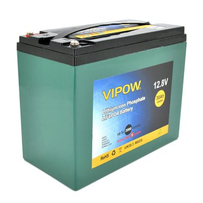 Аккумуляторная батарея Vipow LiFePO4 12,8V 30Ah со встроенной ВМS платой 25A (180*220*135) 17553 фото