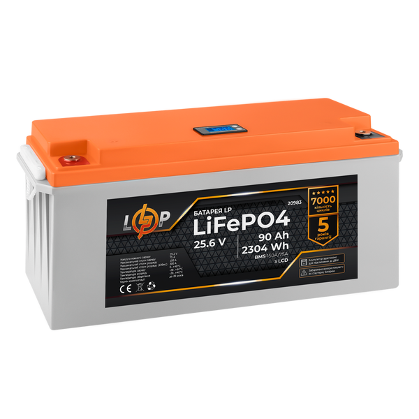 Акумулятор LP LiFePO4 для ДБЖ LCD 24V (25,6V) - 90 Ah (2304Wh) (BMS 150A/75А) пластик 20983 фото