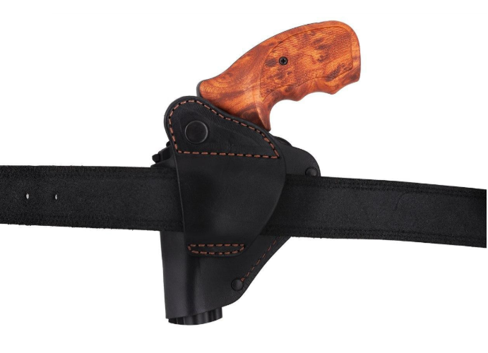 Кобура Револьвер 25 поясная скрытого внутрибрючного ношения формованная с клипсой кожа черная SAG 22201 фото