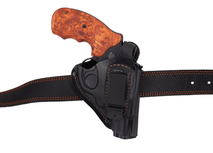 Кобура Револьвер 25 поясная скрытого внутрибрючного ношения формованная с клипсой кожа черная SAG 22201 фото