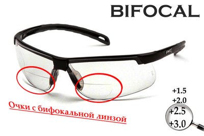 Біфокальні захисні окуляри Pyramex Ever-Lite Bifocal (clear +2.0) H2MAX Anti-Fog, біфокальні прозорі з діоптріями 1933448854 фото