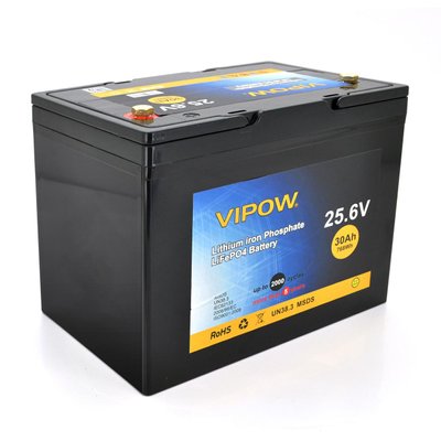 Аккумуляторная батарея Vipow LiFePO4 25,6V 30Ah со встроенной ВМS платой 25A (260*170*225) 17730 фото